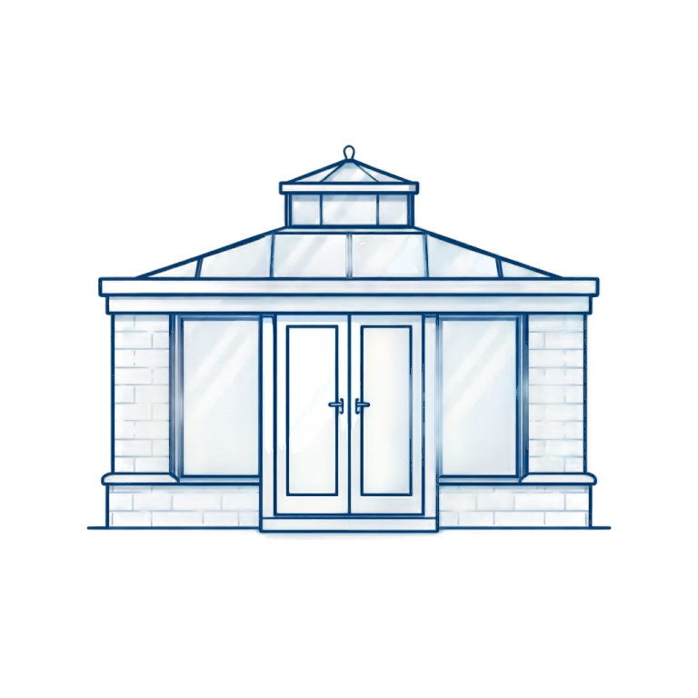 Minimalistic blue-line orangery design