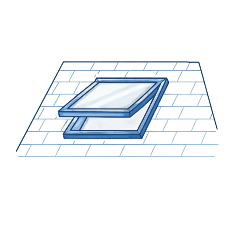 Roof window on tiled roof