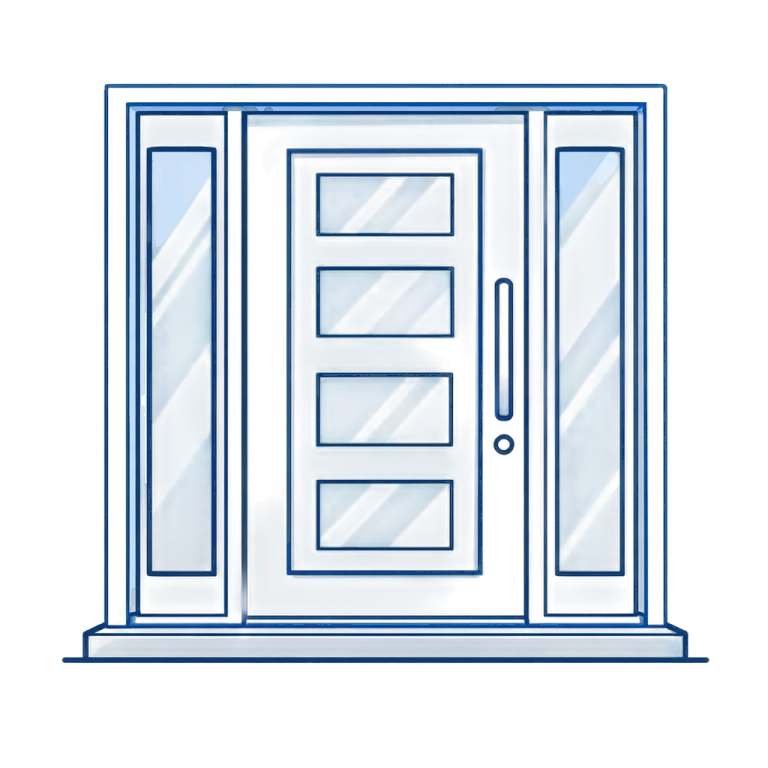 Symmetrical front door with sidelights
