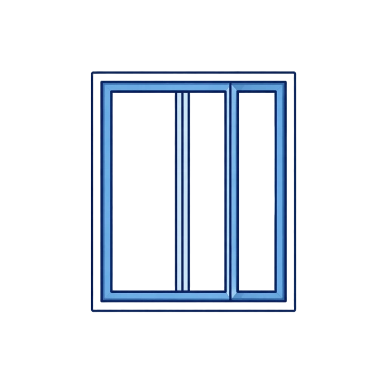 Triple-glazed window in blue frame