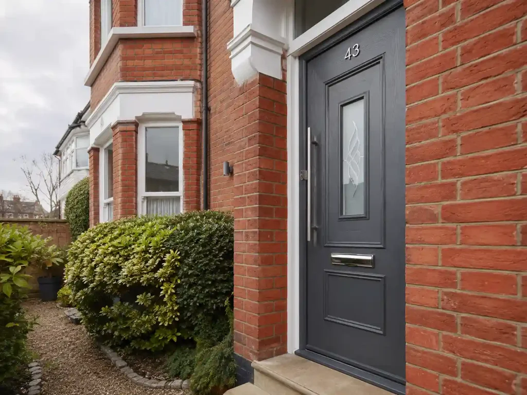 composite front door installed on a red brick Victorian semi-detached property in North London